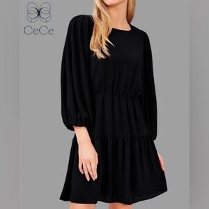 CeCe Puff Sleeve Black Dress, NEW